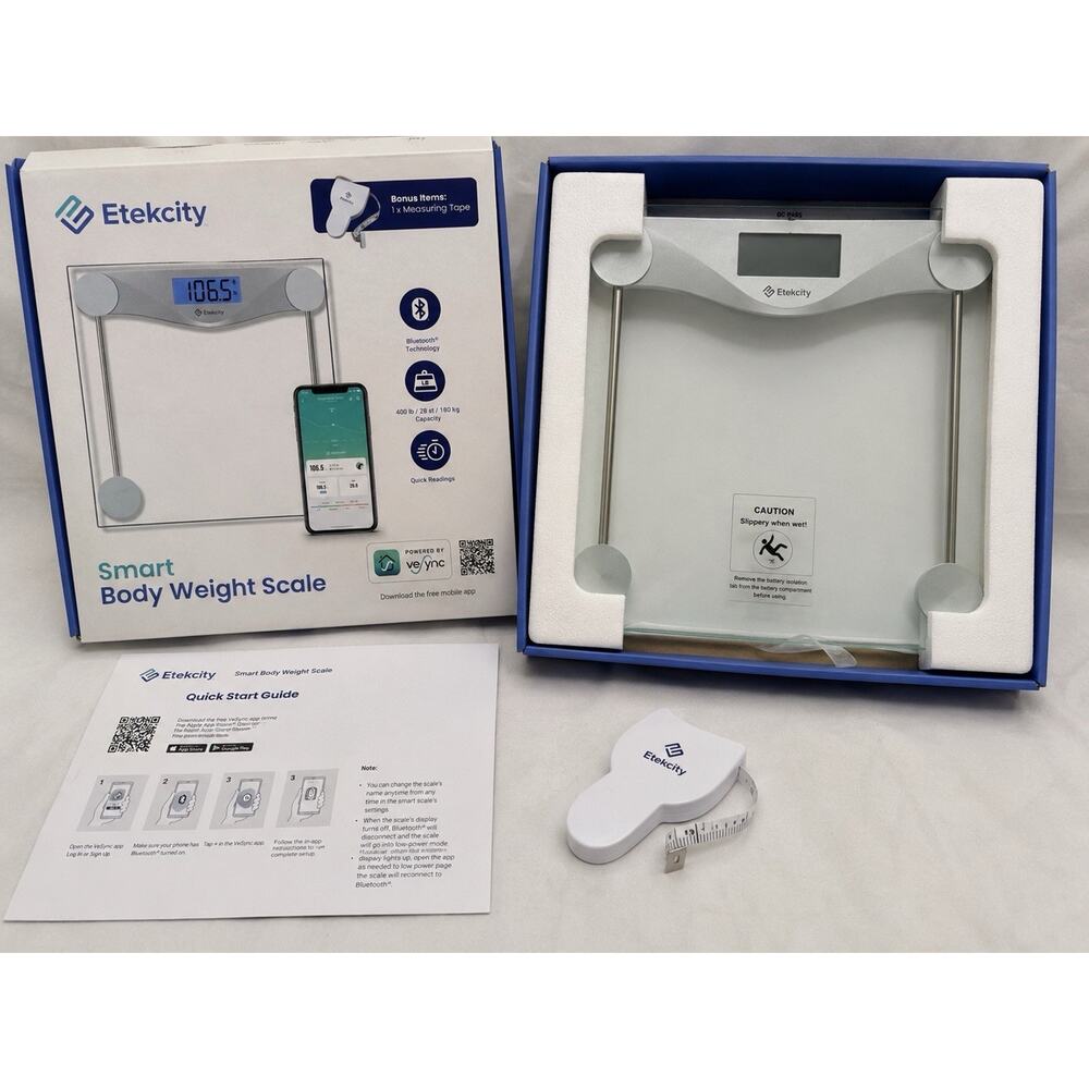 Etekcity Smart Body Weight Scale Bluetooth VeSync 400lb NIB Tape